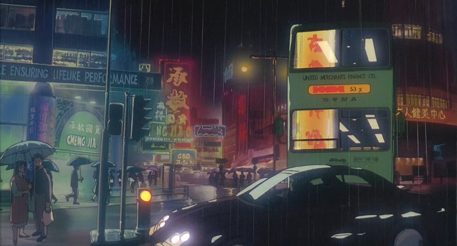 A close up of a busy city street